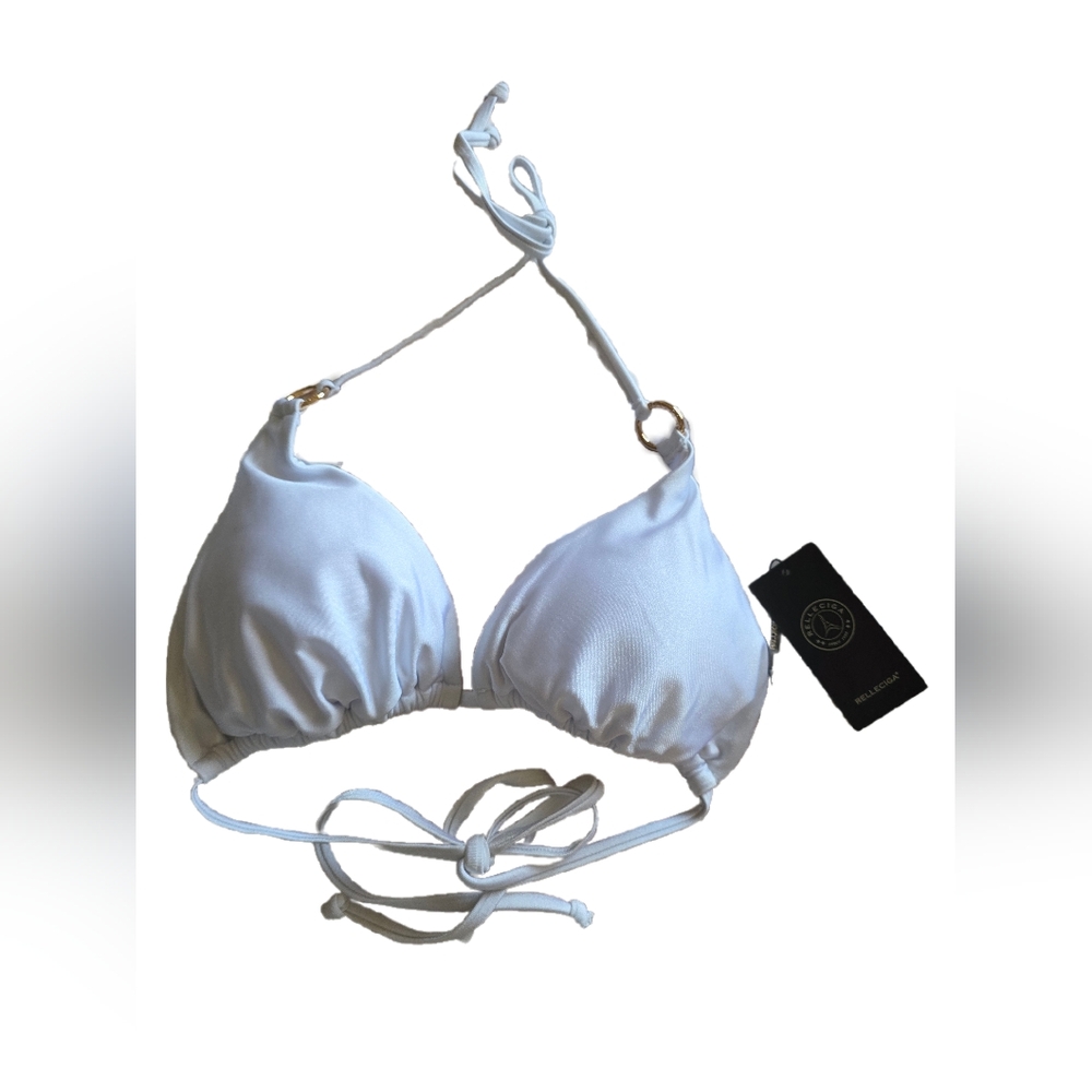 30. Relleciga white triangle top w gold rings